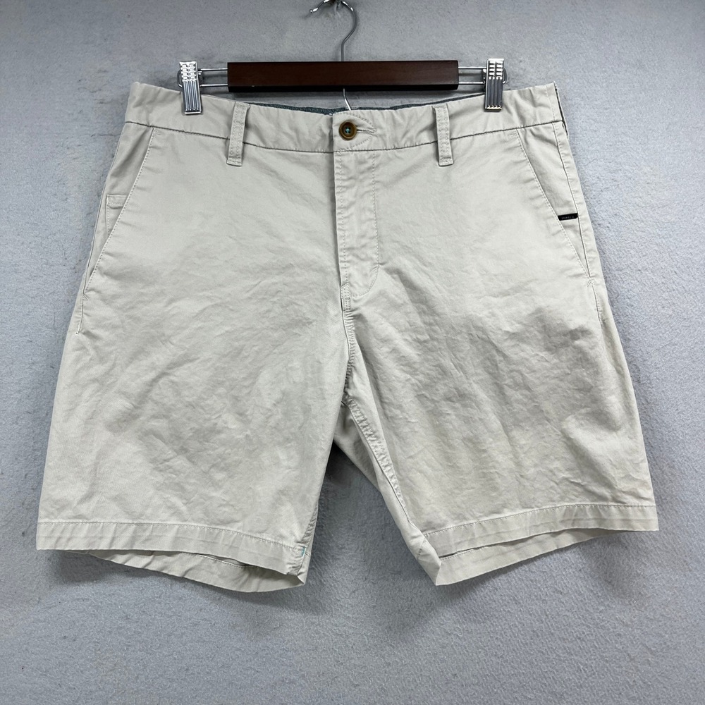 Vissla Chino Shorts Mens 33 Khaki Organic Cotton Stretch Surf Coastal Casual